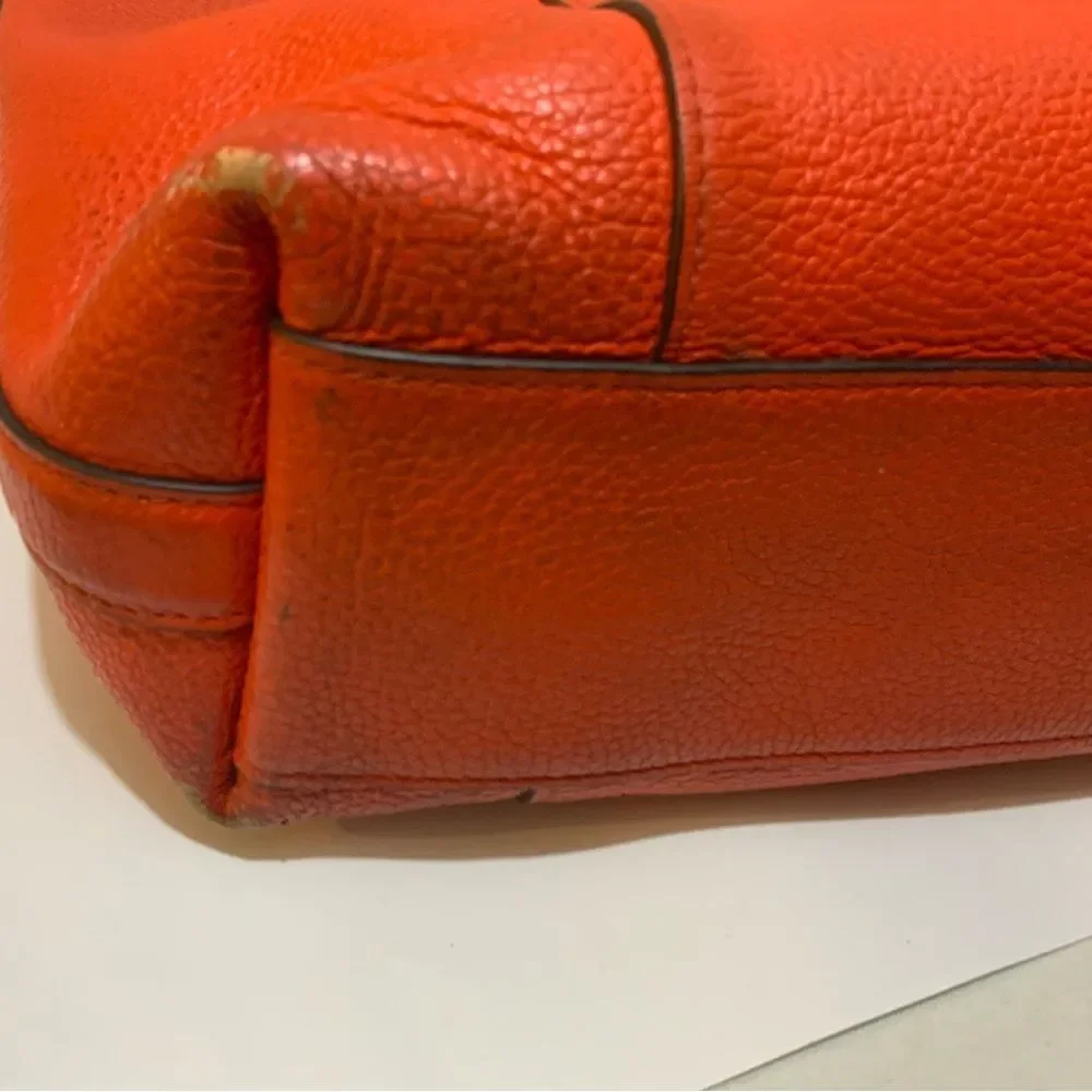 COACH Light Coral Leather  Hobo Bag Adjustable Strap Crossbody Front Zip Pockets